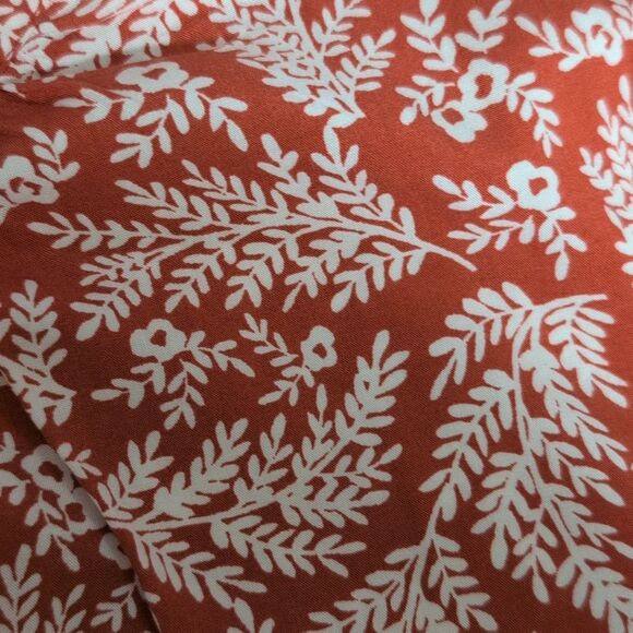 NWT Old Navy Waist-Defined Keyhole Dress rust white leaf print elastic waist XXL - Picture 6 of 9